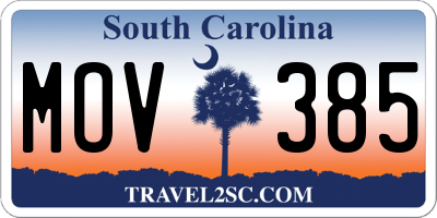SC license plate MOV385
