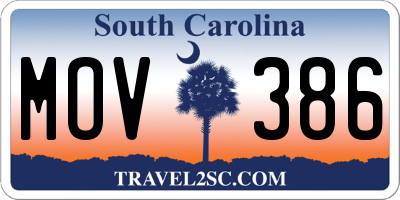 SC license plate MOV386
