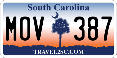 SC license plate MOV387