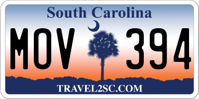 SC license plate MOV394