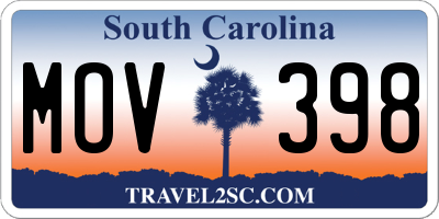 SC license plate MOV398