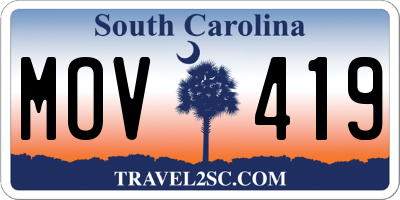 SC license plate MOV419