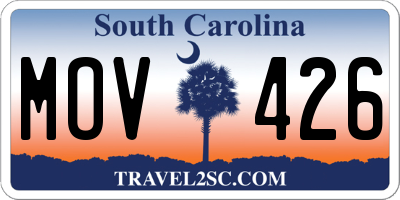 SC license plate MOV426