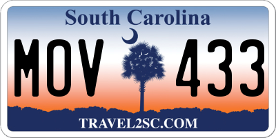 SC license plate MOV433