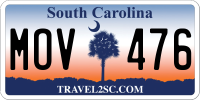 SC license plate MOV476