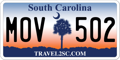 SC license plate MOV502