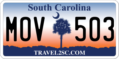 SC license plate MOV503