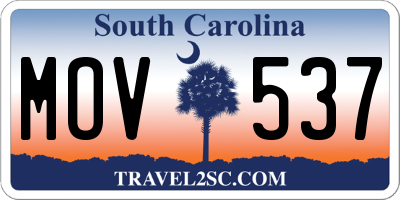 SC license plate MOV537