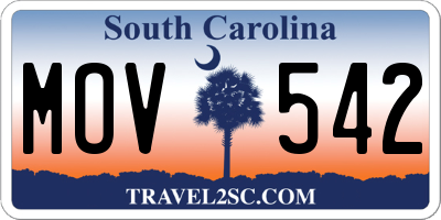 SC license plate MOV542
