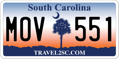 SC license plate MOV551
