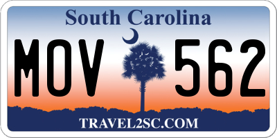 SC license plate MOV562