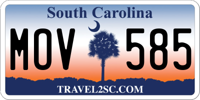 SC license plate MOV585