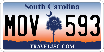 SC license plate MOV593