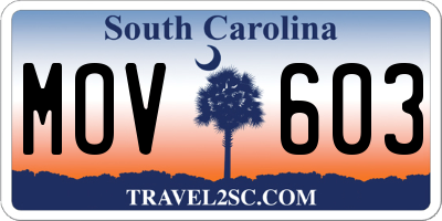 SC license plate MOV603