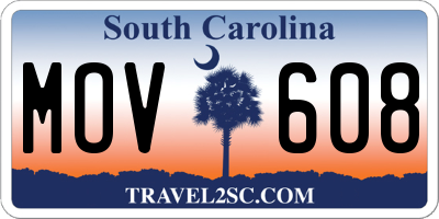 SC license plate MOV608