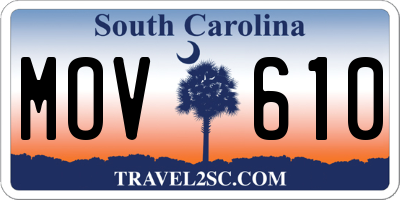 SC license plate MOV610