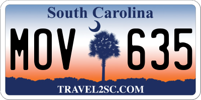 SC license plate MOV635