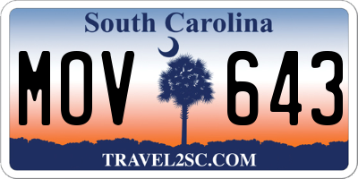 SC license plate MOV643