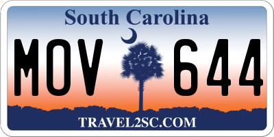 SC license plate MOV644