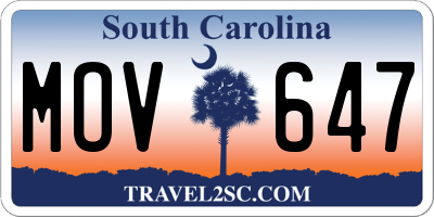 SC license plate MOV647
