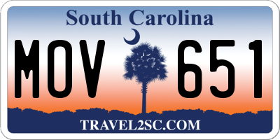 SC license plate MOV651