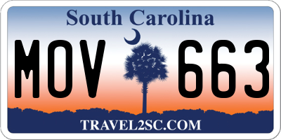 SC license plate MOV663