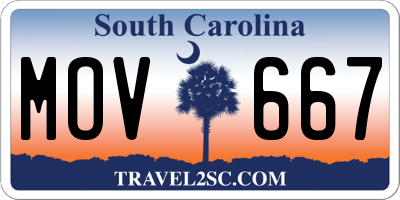 SC license plate MOV667