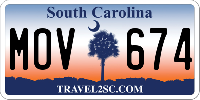 SC license plate MOV674