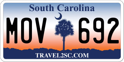 SC license plate MOV692