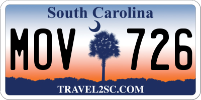 SC license plate MOV726