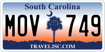 SC license plate MOV749