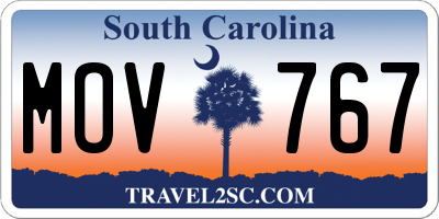 SC license plate MOV767