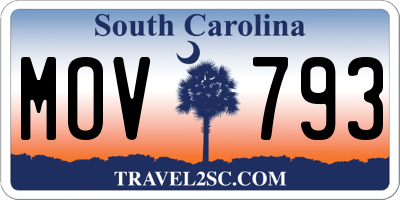 SC license plate MOV793