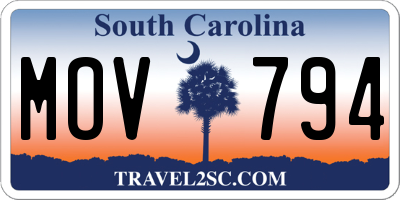 SC license plate MOV794