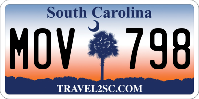 SC license plate MOV798