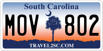 SC license plate MOV802