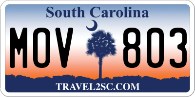 SC license plate MOV803