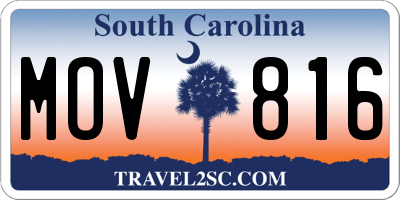SC license plate MOV816