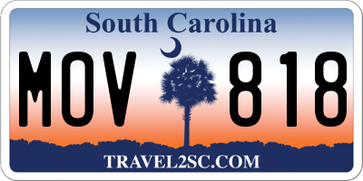 SC license plate MOV818