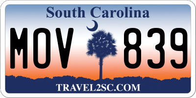 SC license plate MOV839