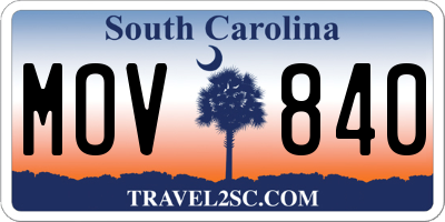 SC license plate MOV840