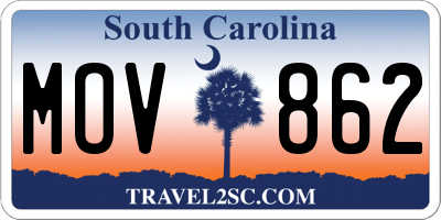 SC license plate MOV862