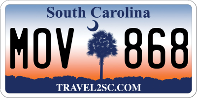 SC license plate MOV868