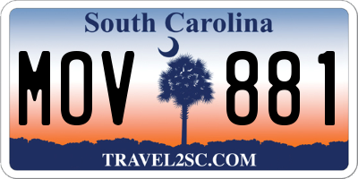 SC license plate MOV881