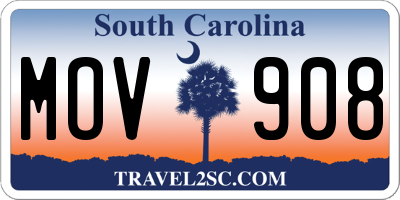 SC license plate MOV908
