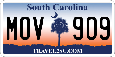SC license plate MOV909