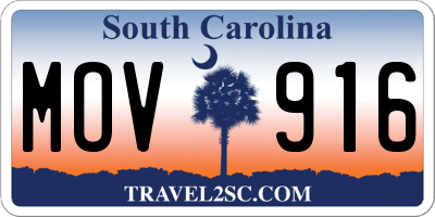 SC license plate MOV916