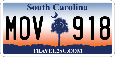 SC license plate MOV918
