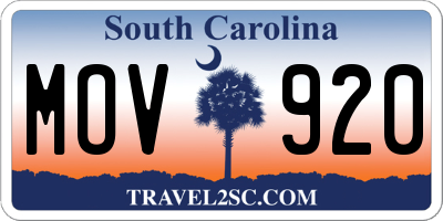 SC license plate MOV920