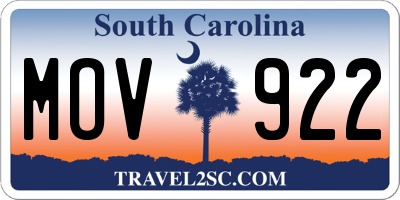 SC license plate MOV922